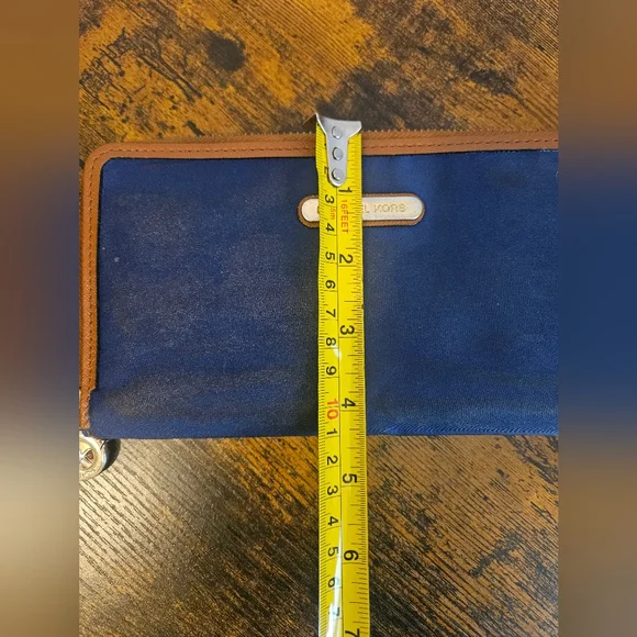 Michael Kors Blue & Tan Zip-Around Continental Wallet - Picture 8 of 9
